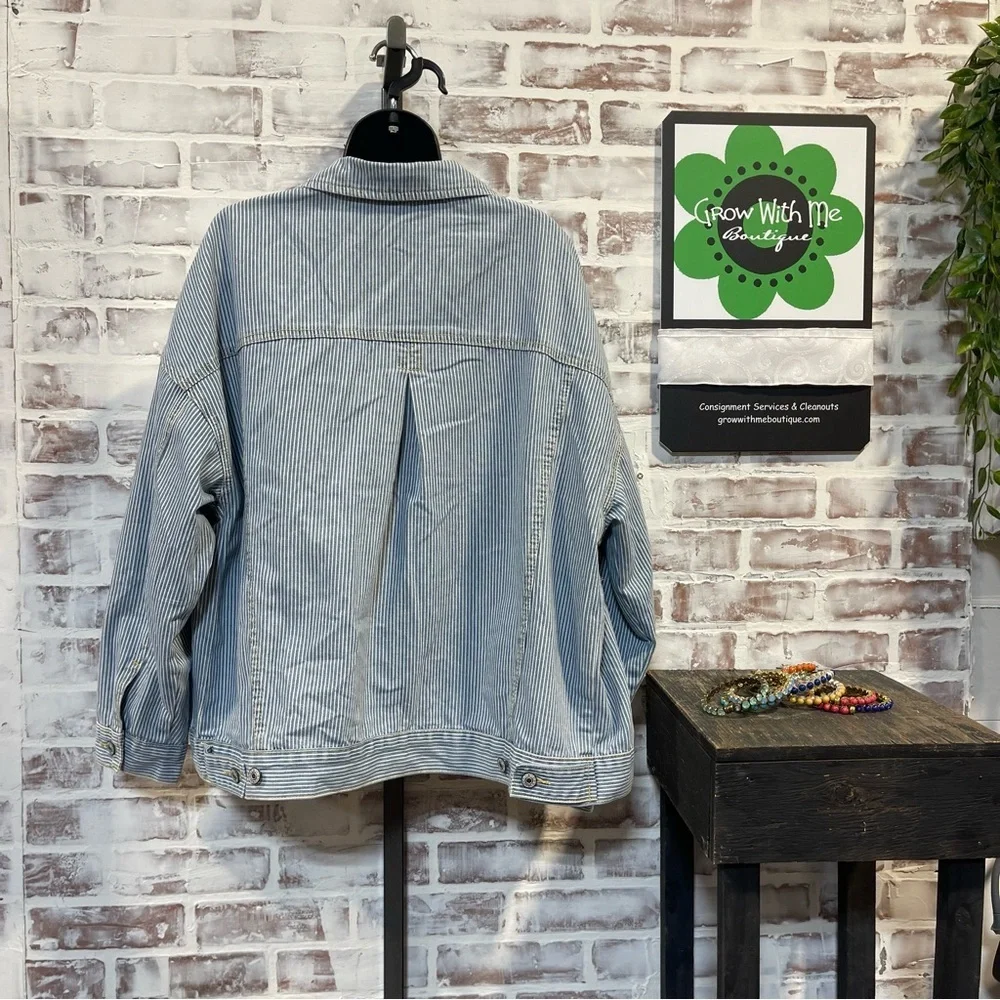 Striped Denim Jacket Womens large